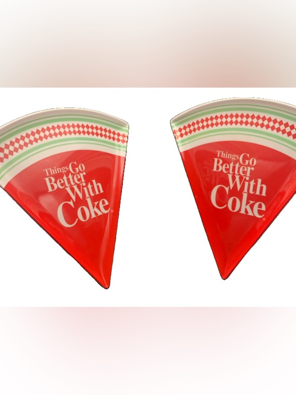 Vintage Gibson Coca Cola Things Go Better WIth Coke Pizza Shaped Plate Lot of 2